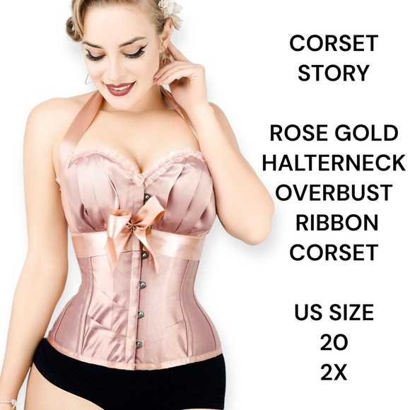 Corset Story Other - CORSET STORY ROSE GOLD HALTERNECK OVERBUST RIBBON CORSET SIZE 20 2X